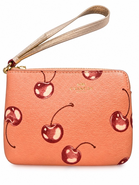 Coach Handbags - Coach Cherry Print Corner Zip Wristlet – NWT
